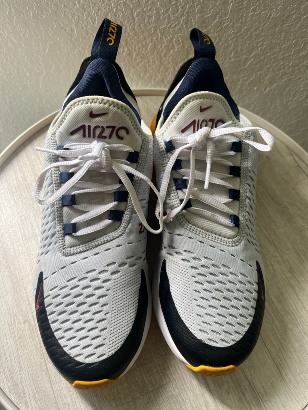 Nike White Navy Yellow Air270 Trainers - Picture 2 of 13
